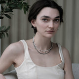 Anarchy: Pearl & Rivet Layered Chain Necklace