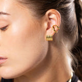 Chunky Striped Earrings - Gold