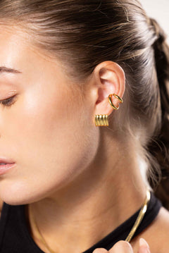 Chunky Striped Earrings - Gold