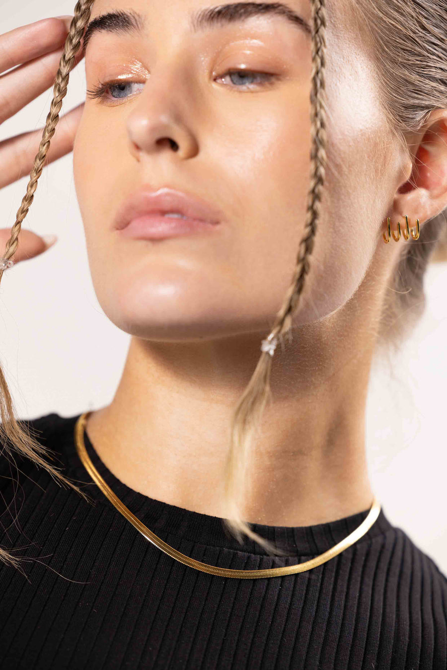 Flat Snake Gold Chain Necklace 