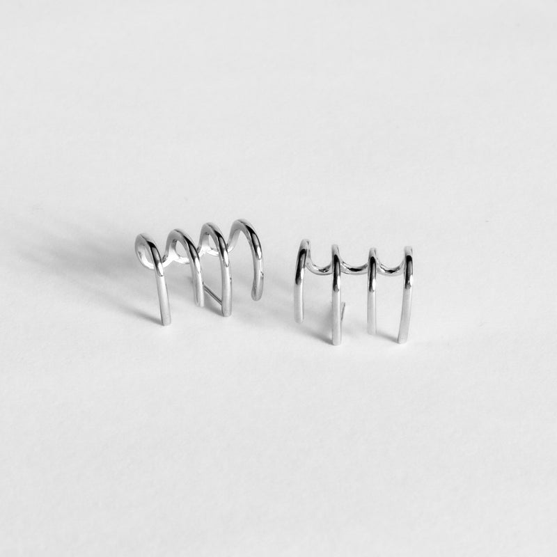 Four Claw Earrings - Silver