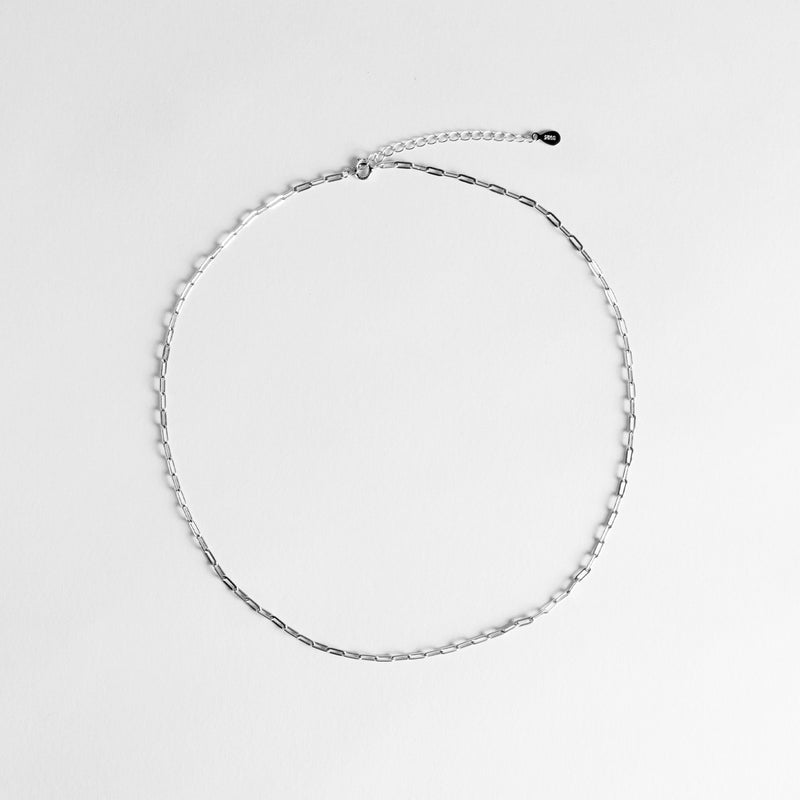 Paper Clip Chain Necklace - Silver