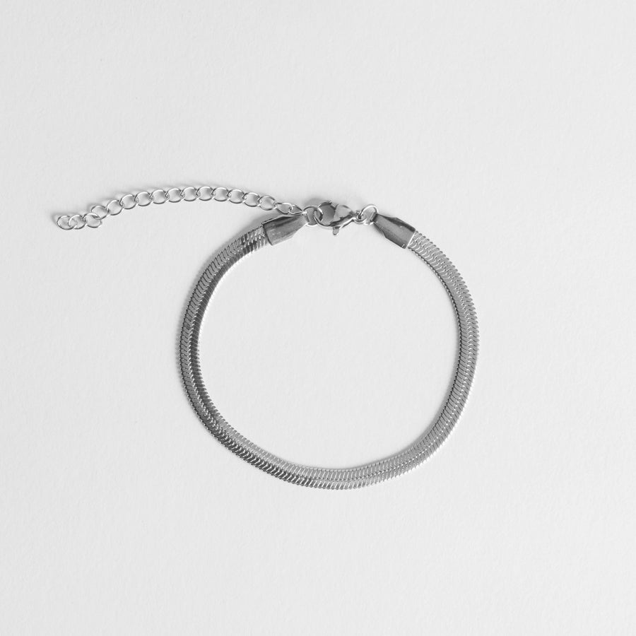 Flat Snake Chain Bracelet - Silver