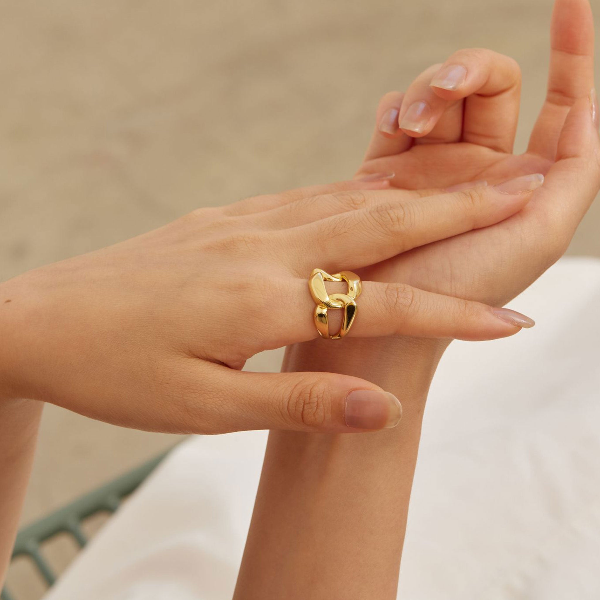 Gold Chain Open Ring