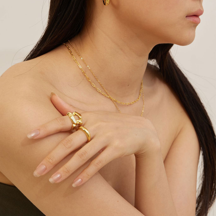 Bold Gold Chain Open Ring