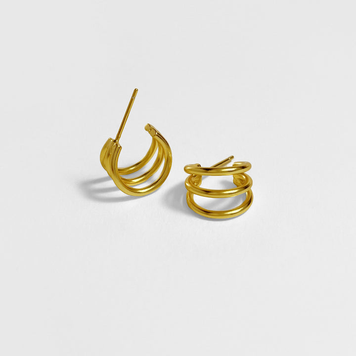 Triple Hoop Earrings - Gold